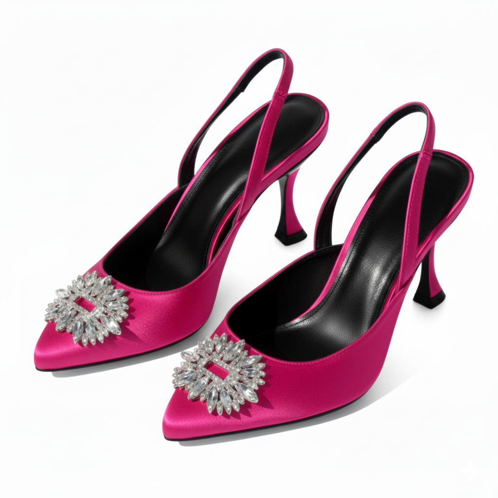 Crystal Charm Slingback Heels