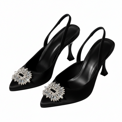Crystal Charm Slingback Heels