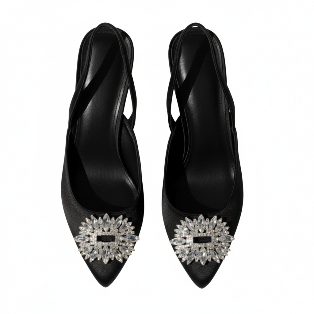 Crystal Charm Slingback Heels