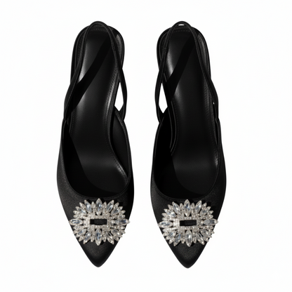 Crystal Charm Slingback Heels