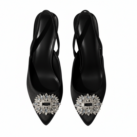 Crystal Charm Slingback Heels