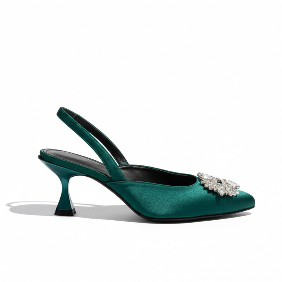 Crystal Charm Slingback Heels