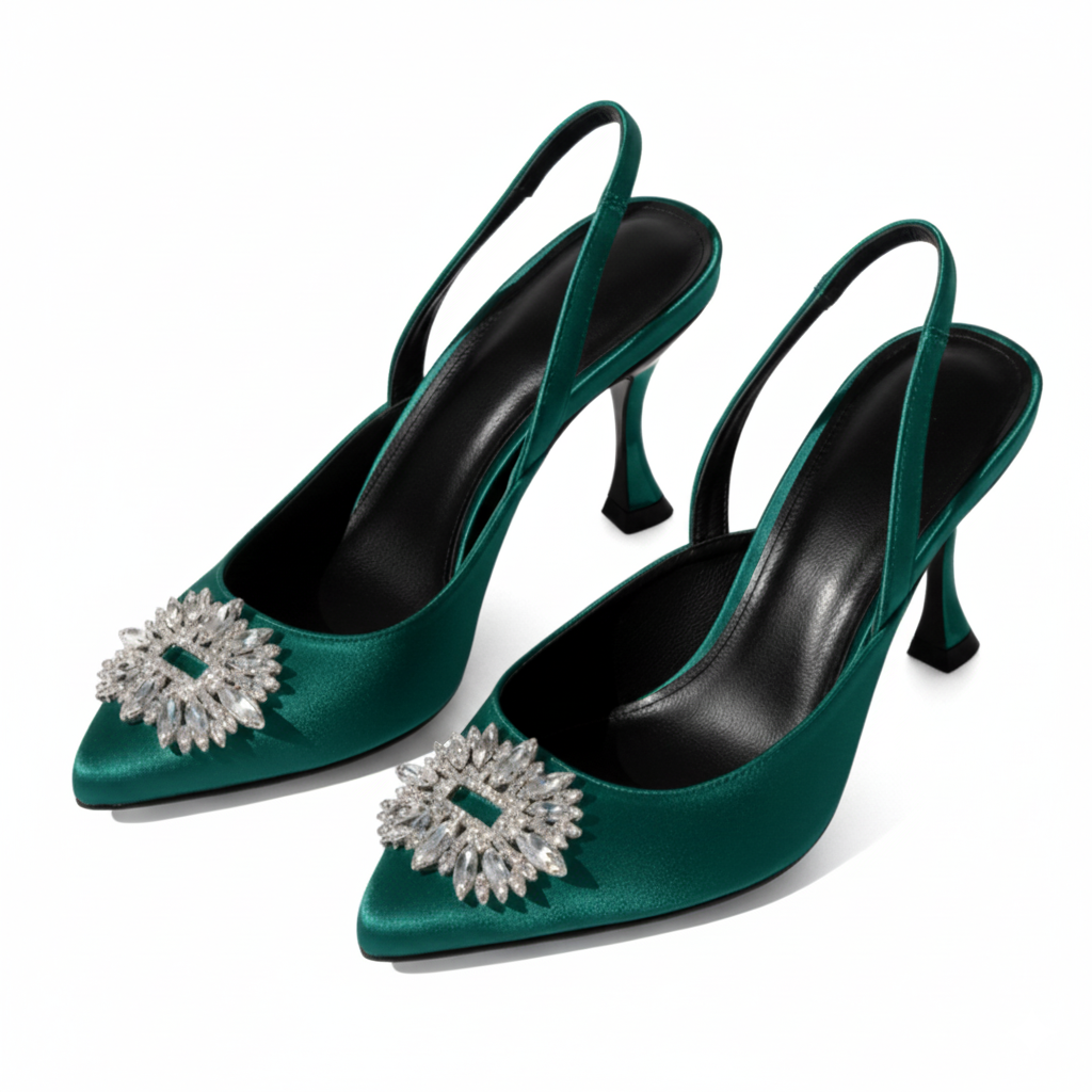 Crystal Charm Slingback Heels