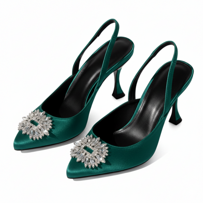 Crystal Charm Slingback Heels