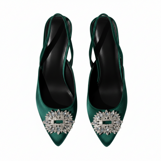 Crystal Charm Slingback Heels