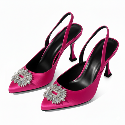 Crystal Charm Slingback Heels