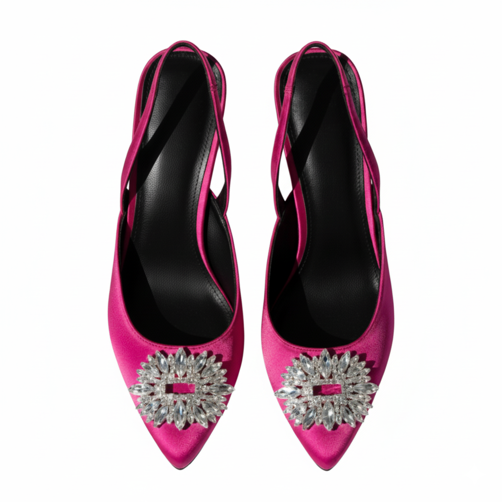 Crystal Charm Slingback Heels