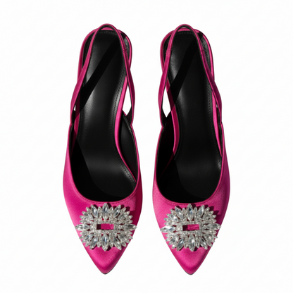 Crystal Charm Slingback Heels