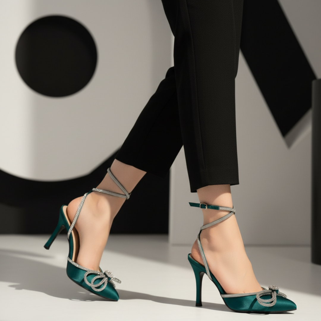 Rhinestone Diamond Bow Heel