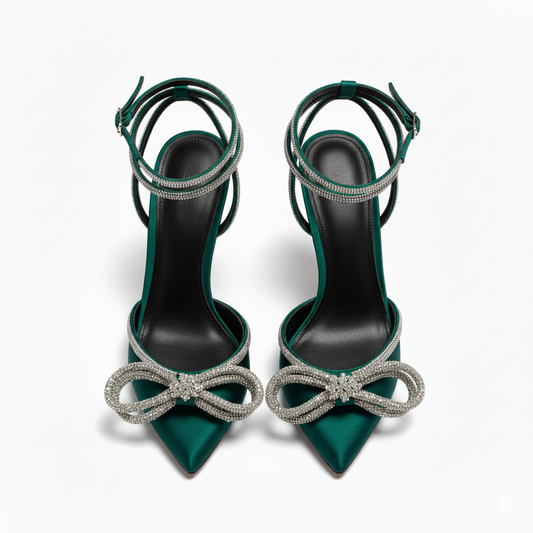 Rhinestone Diamond Bow Heel