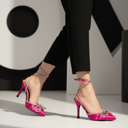 Rhinestone Diamond Bow Heel