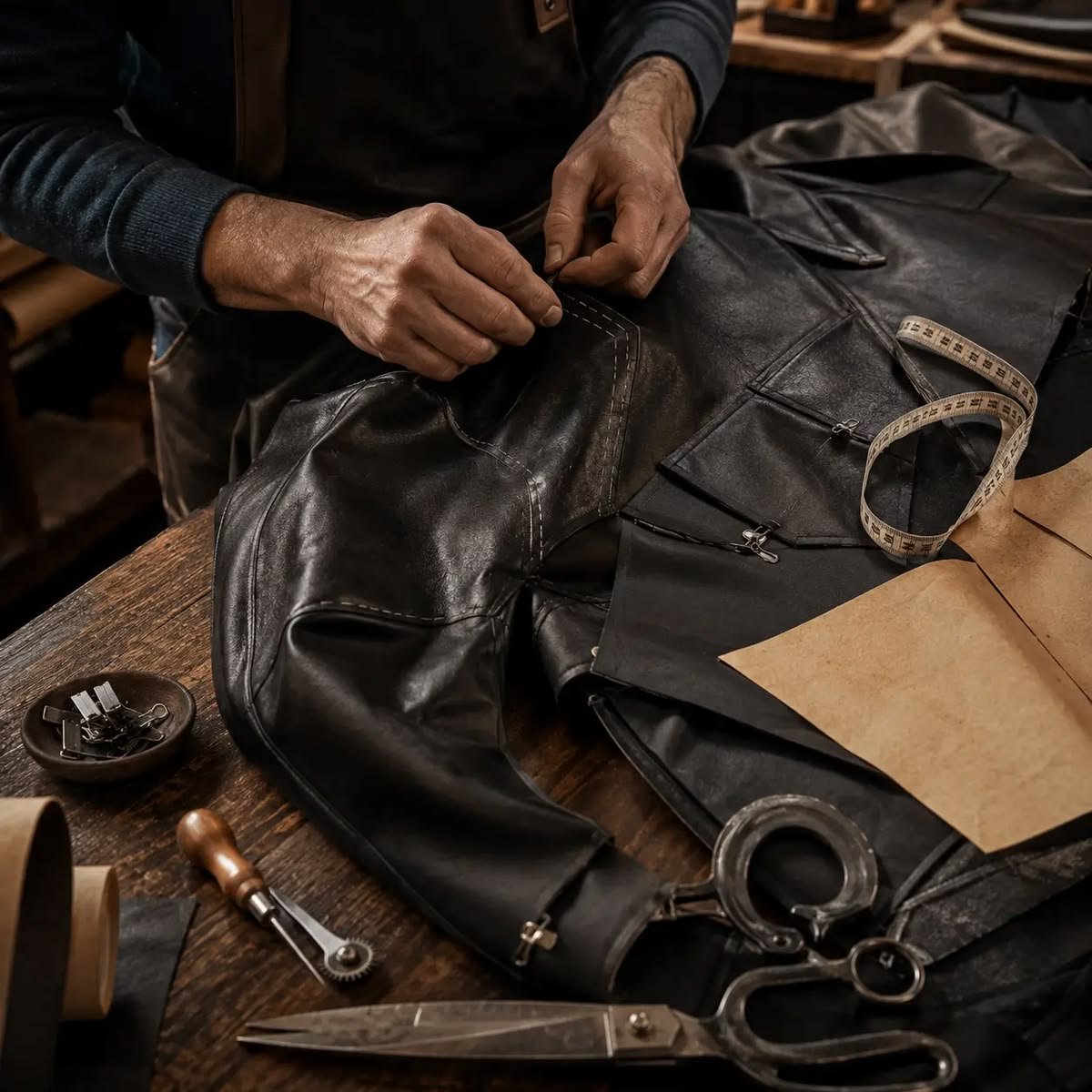 Premium leather bag detail